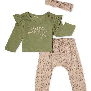 Jessica Simpson Baby Girl Top Pants Headband Set